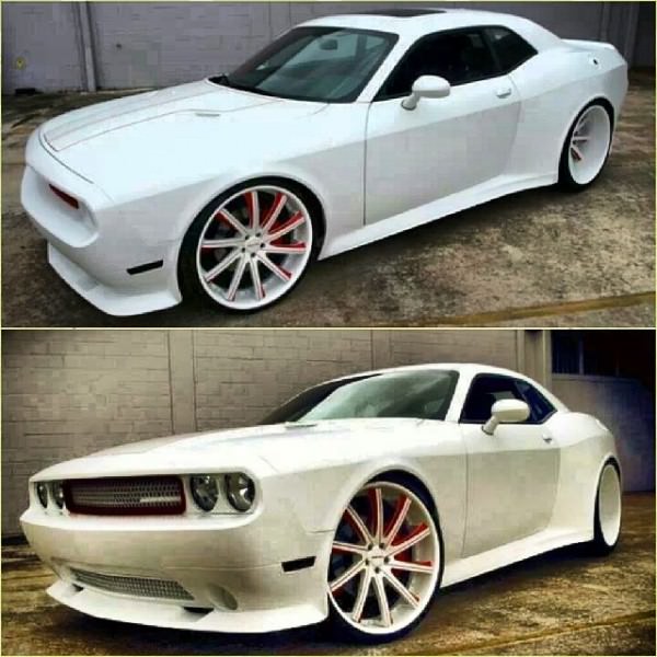 2013 White on White Dodge Challenger on 26's - Big Rims - Custom Wheels