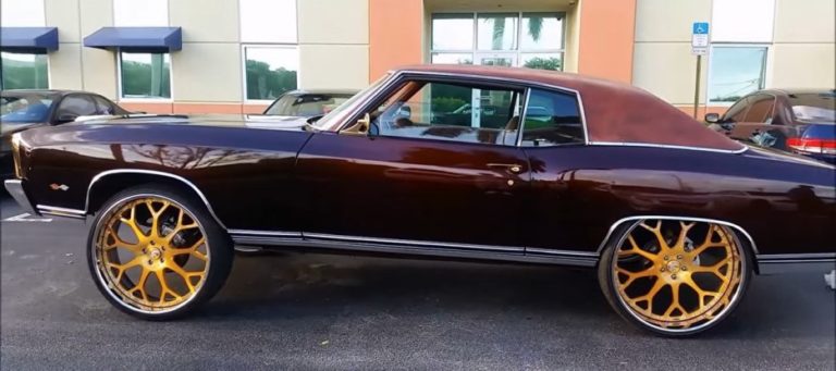 72 Chevy Monte Carlo on 26 inch Gold Wheels - Big Rims - Custom Wheels