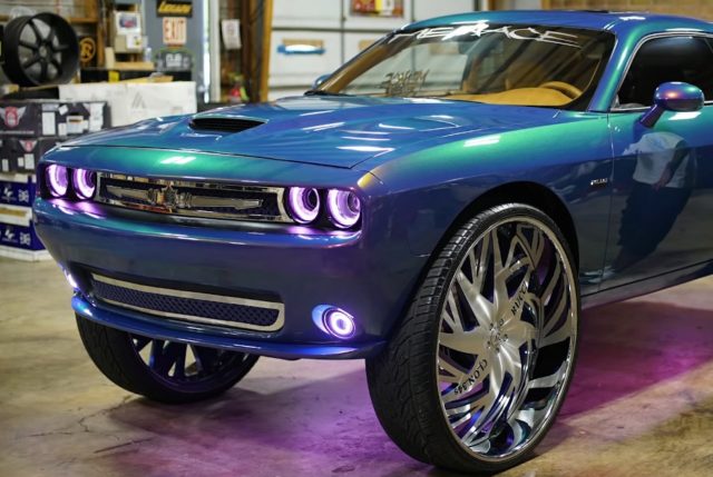 CJ's Dodge Challenger V8 on 34 inch Wheels (Video Available) - Big Rims ...