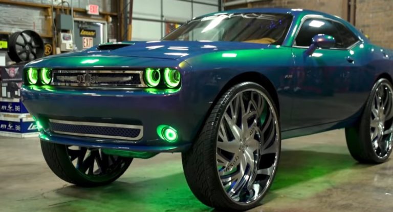 CJ's Dodge Challenger V8 on 34 inch Wheels (Video Available) - Big Rims ...