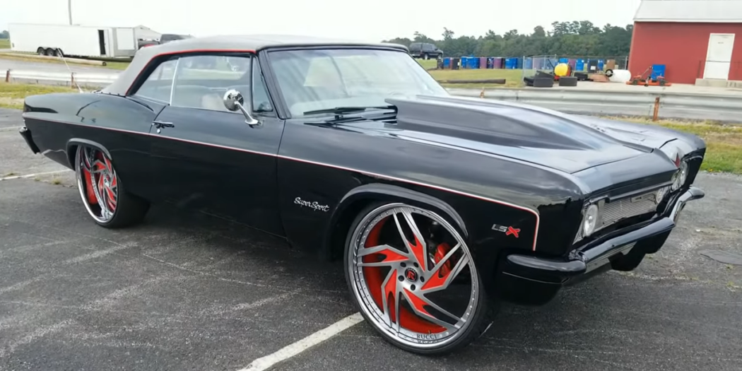 Clean 65 Impala SS SLX Convertible on 26 inch Custom Wheels - Big Rims ...