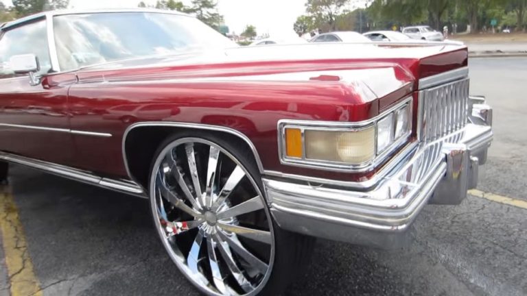 75 Cadillac Coupe Deville on 28s (video) - Big Rims - Custom Wheels